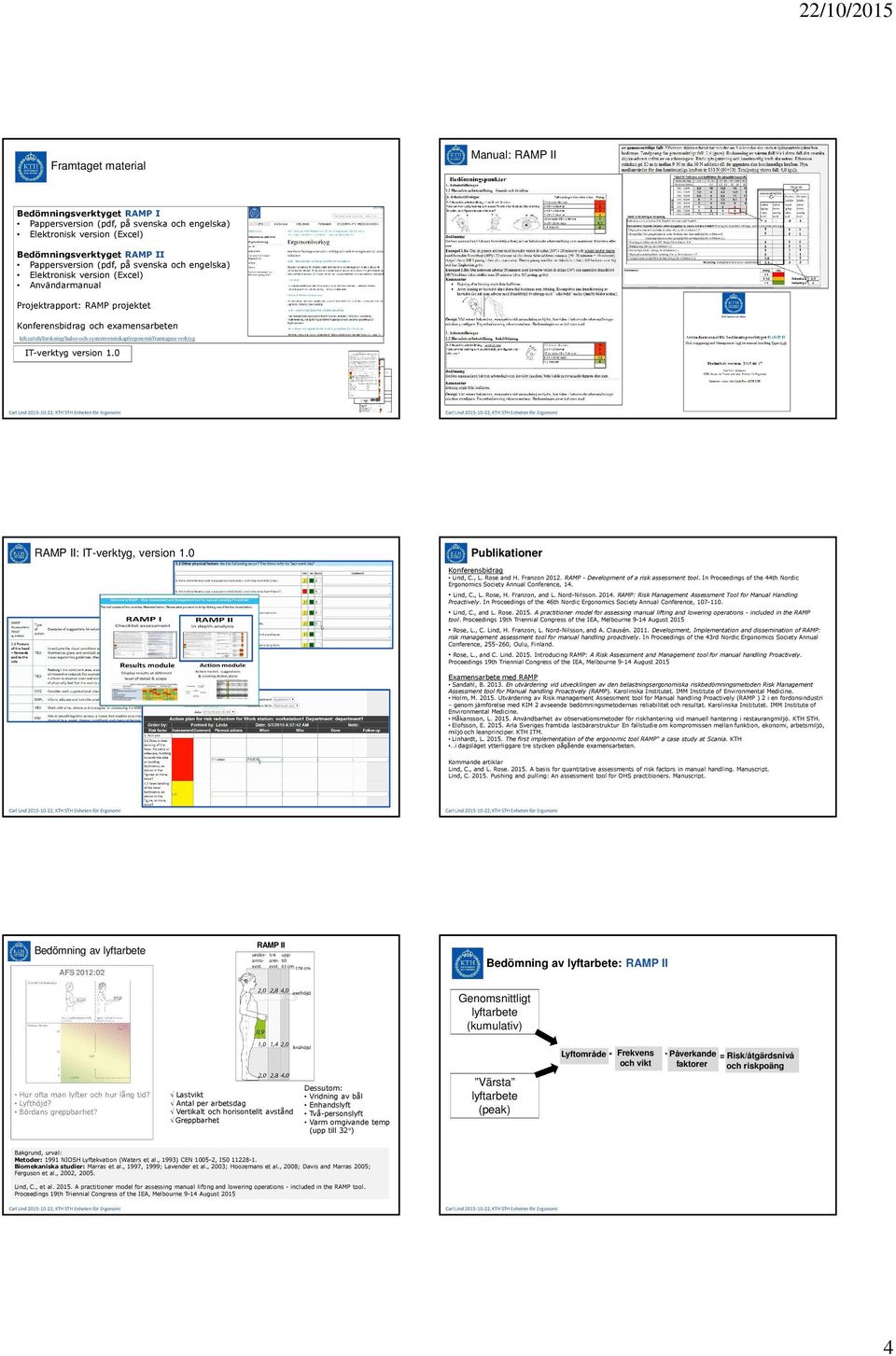 se/sth/forskning/halso-och-systemvetenskap/ergonomi/framtagna-verktyg IT-verktyg version 1.0 RAMP II: IT-verktyg, version 1.0 Publikationer Konferensbidrag Lind, C., L. Rose and H. Franzon 2012.