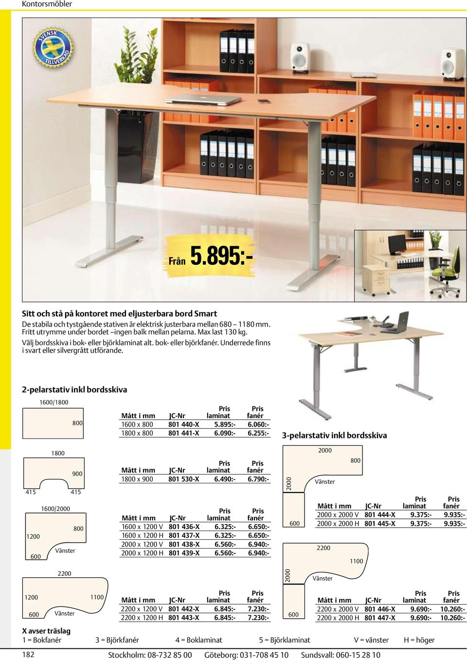 2-pelarstativ inkl bordsskiva 1/1 Mått i mm laminat fanér 1 x 801 440-X 5.895:- 6.060:- 1 x 801 441-X 6.090:- 6.