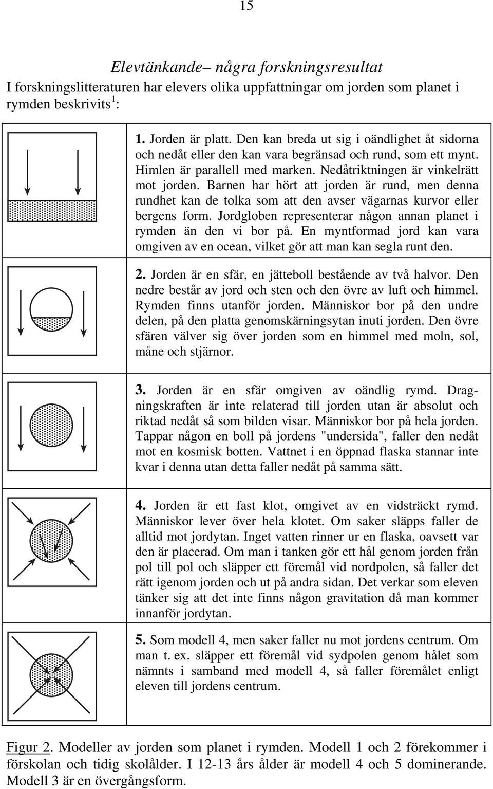 Barnen har hört att jorden är rund, men denna rundhet kan de tolka som att den avser vägarnas kurvor eller bergens form. Jordgloben representerar någon annan planet i rymden än den vi bor på.