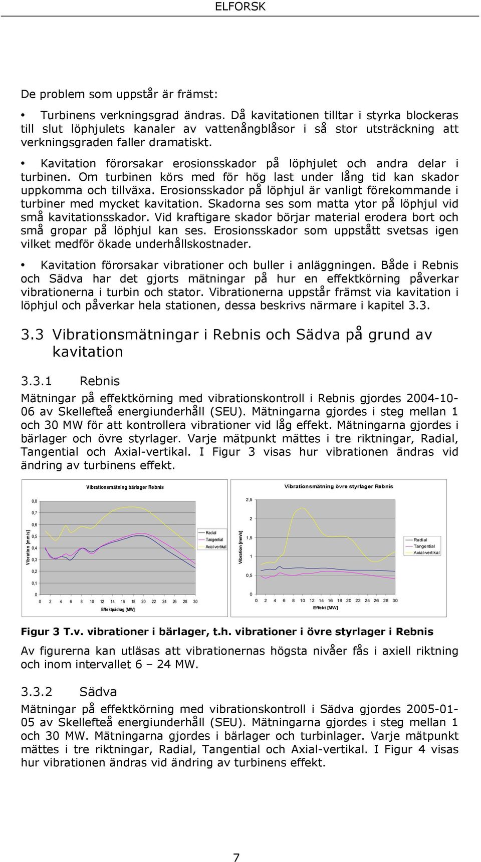 Kavitation förorsakar erosionsskador på löphjulet och andra delar i turbinen. Om turbinen körs med för hög last under lång tid kan skador uppkomma och tillväxa.