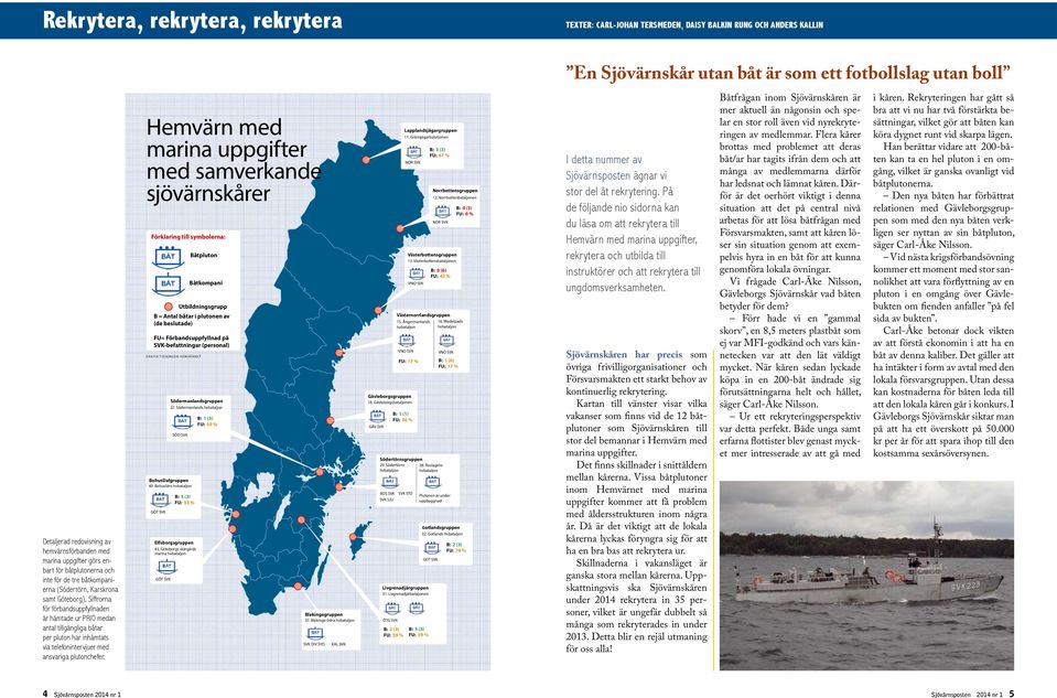 Siffrorna för förbandsuppfyllnaden är hämtade ur PRIO medan antal tillgängliga båtar per pluton har inhämtats via telefonintervjuer med ansvariga plutonchefer.