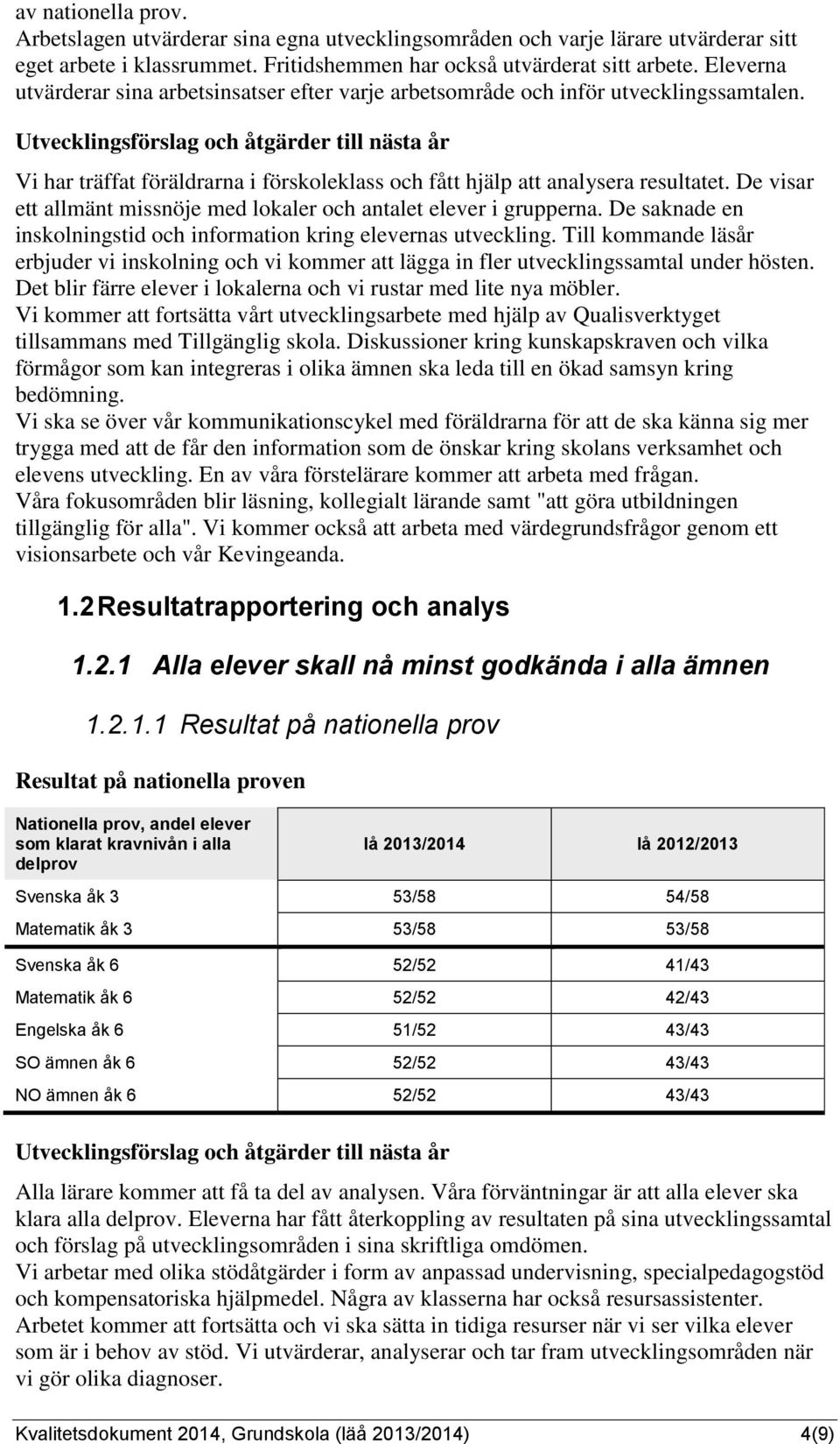 De visar ett allmänt missnöje med lokaler och antalet elever i grupperna. De saknade en inskolningstid och information kring elevernas utveckling.