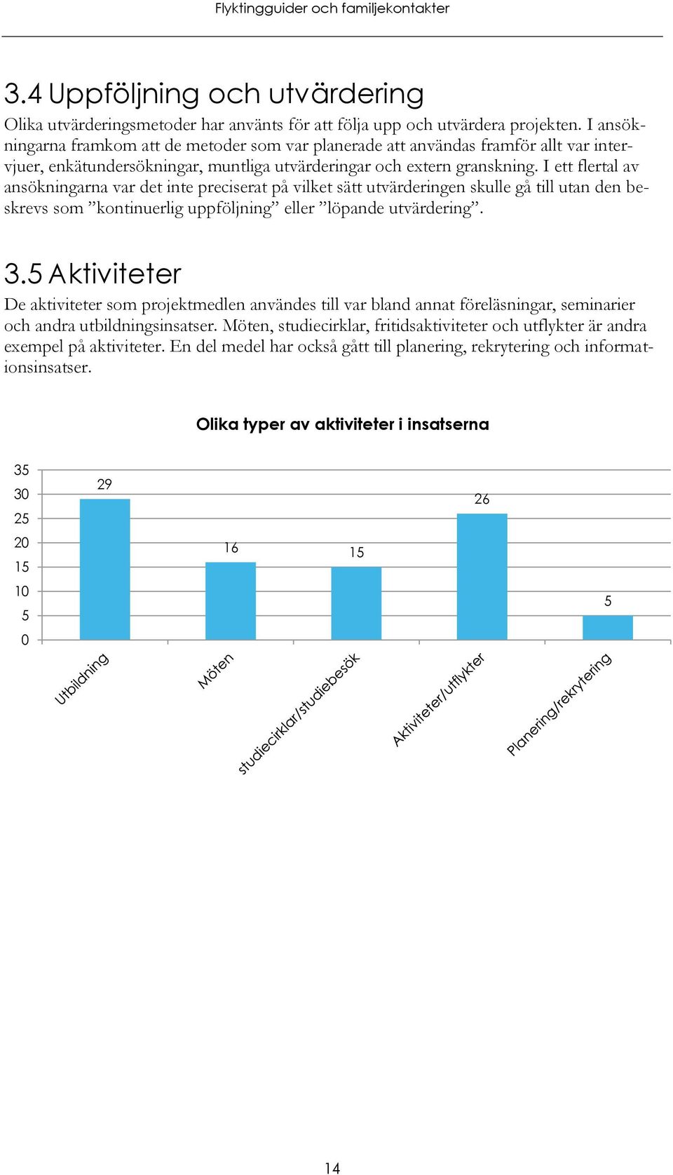 I ett flertal av ansökningarna var det inte preciserat på vilket sätt utvärderingen skulle gå till utan den beskrevs som kontinuerlig uppföljning eller löpande utvärdering. 3.