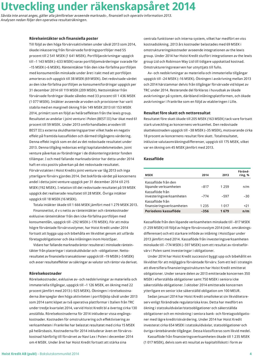 Portföljavskrivningar uppgick till 1 143 MSEK ( 633 MSEK) varav portföljomvärderingar svarade för 15 MSEK ( 6 MSEK).