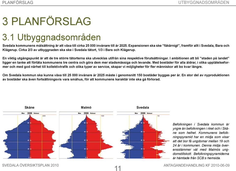 I ambitionen att bli staden på landet ligger en tanke att förtäta kommunens tre centra och göra dem mer stadsmässiga och levande.