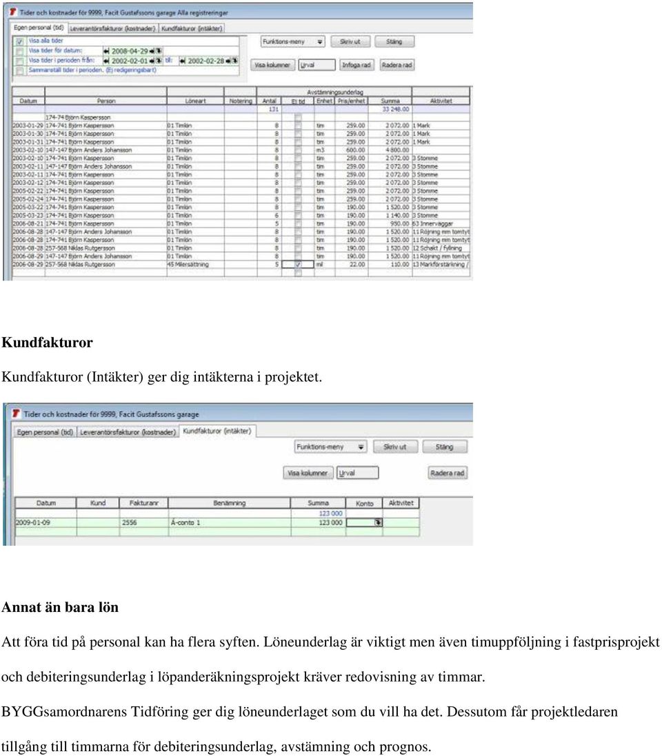 Löneunderlag är viktigt men även timuppföljning i fastprisprojekt och debiteringsunderlag i