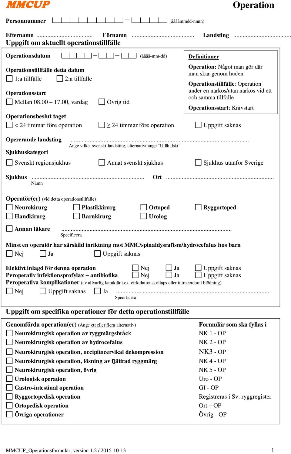 före operation 24 timmar före operation Opererande landsting.