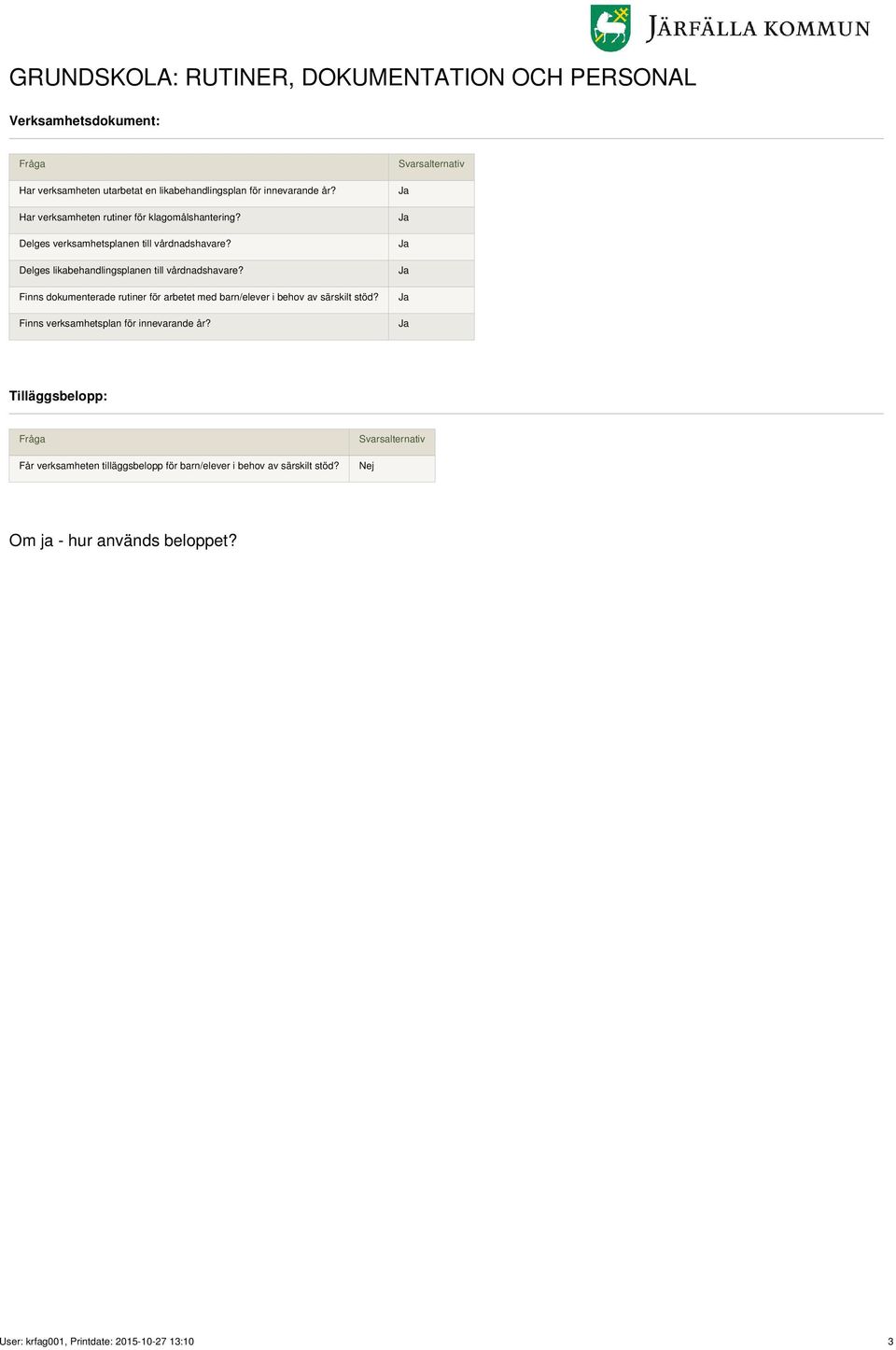 Finns dokumenterade rutiner för arbetet med barn/elever i behov av särskilt stöd? Finns verksamhetsplan för innevarande år?