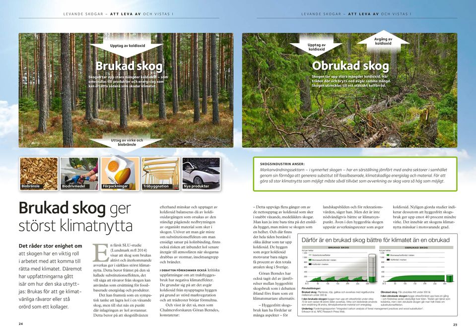 Foto: Lars Klingström Uttag av virke och biobränsle Foto: Lars Klingström Biobränsle Biodrivmedel Förpackningar Träbyggnation Nya produkter SKOGSINDUSTRIN ANSER: Markanvändningssektorn i synnerhet