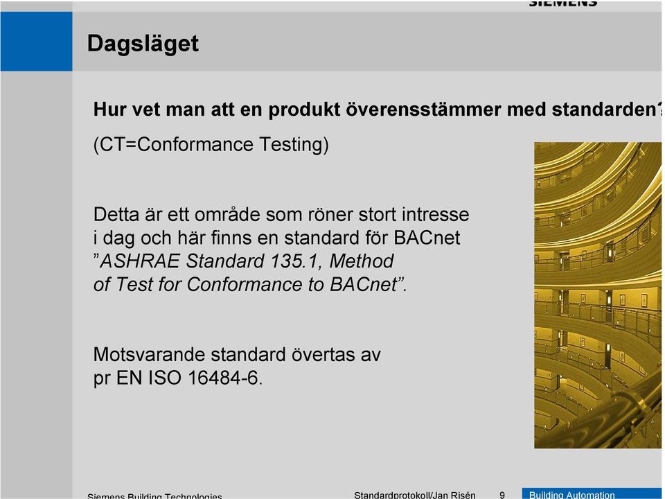 (CT=Conformance Testing) Detta är ett område som röner stort intresse i dag och