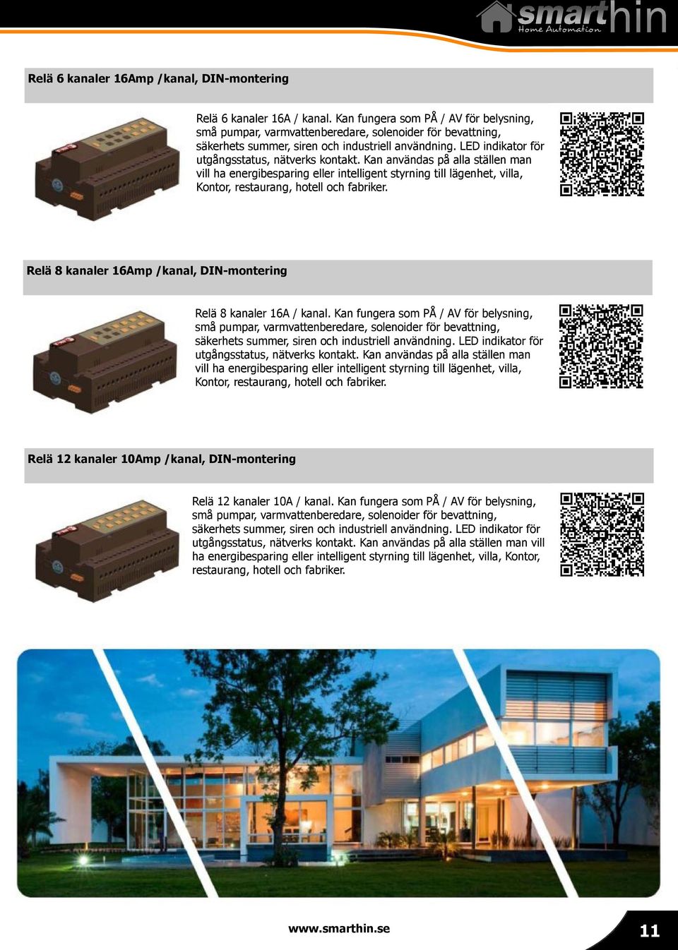 Kan användas på alla ställen man vill ha energibesparing eller intelligent styrning till lägenhet, villa, Kontor, restaurang, hotell och fabriker.