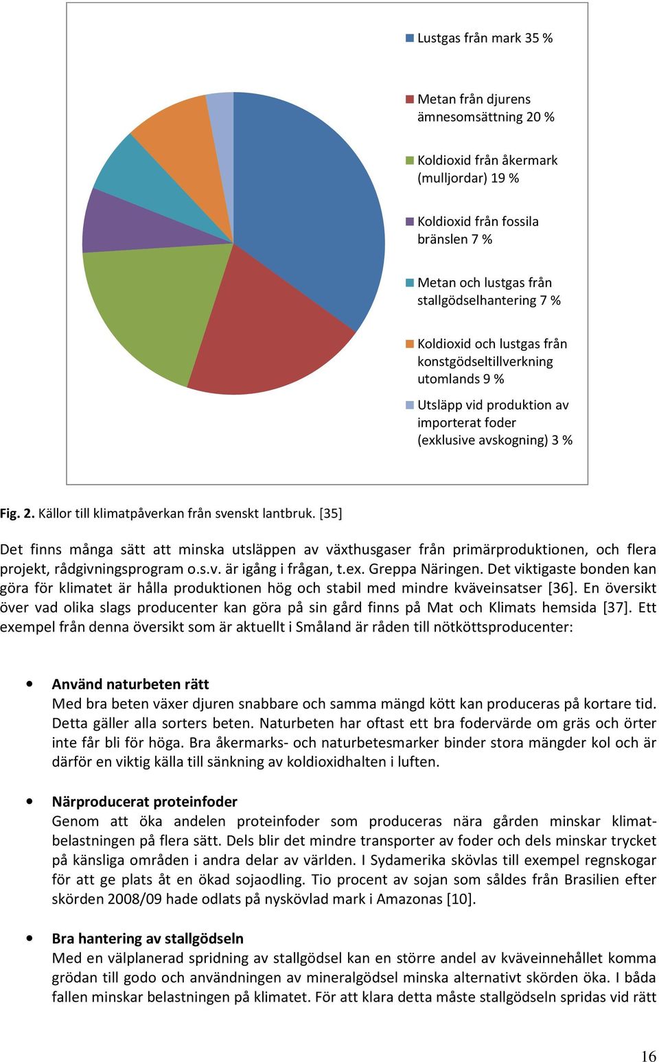 [35] Det finns många sätt att minska utsläppen av växthusgaser från primärproduktionen, och flera projekt, rådgivningsprogram o.s.v. är igång i frågan, t.ex. Greppa Näringen.