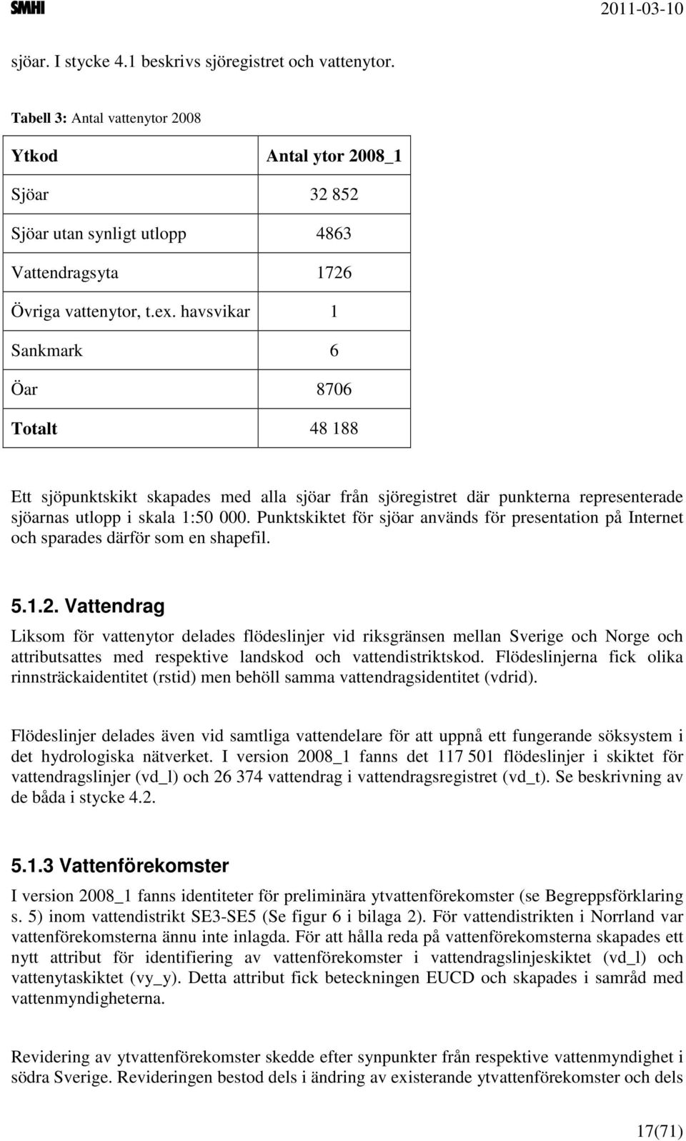 Punktskiktet för sjöar används för presentation på Internet och sparades därför som en shapefil. 5.1.2.