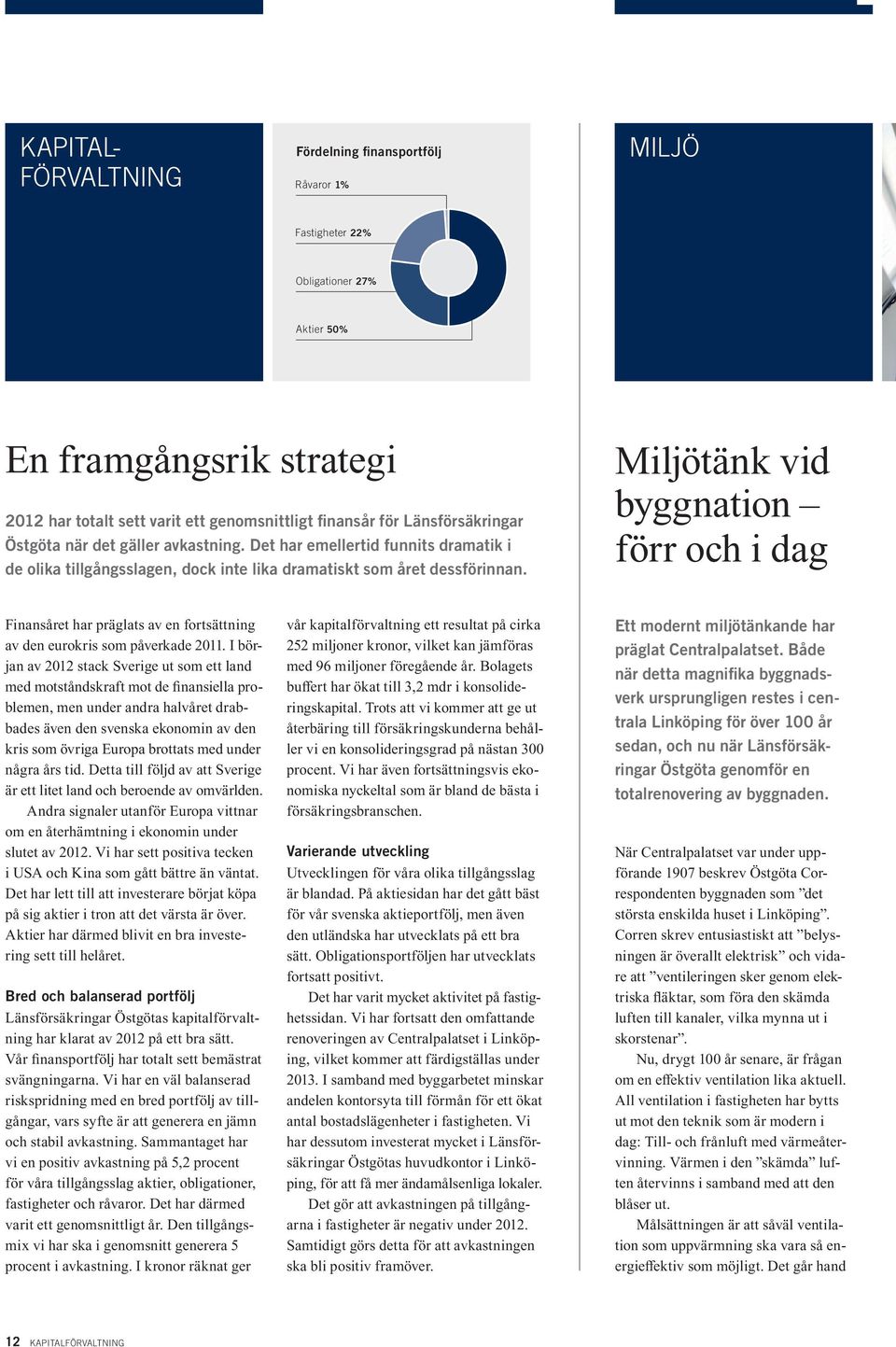 Miljötänk vid byggnation förr och i dag Finansåret har präglats av en fortsättning av den eurokris som påverkade 2011.