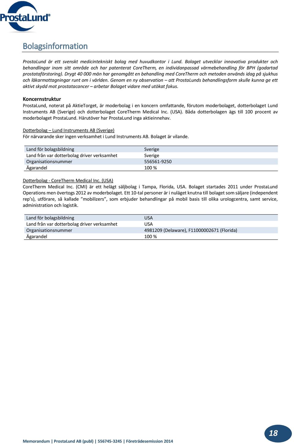 Drygt 40 000 män har genomgått en behandling med CoreTherm och metoden används idag på sjukhus och läkarmottagningar runt om i världen.