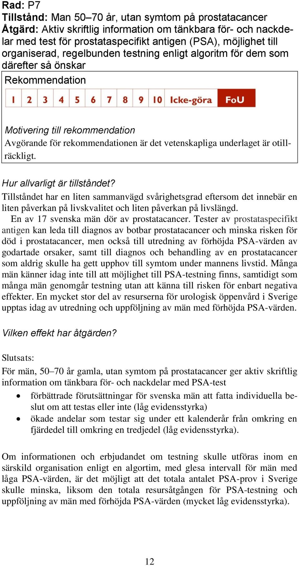 otillräckligt. Hur allvarligt är tillståndet? Tillståndet har en liten sammanvägd svårighetsgrad eftersom det innebär en liten påverkan på livskvalitet och liten påverkan på livslängd.