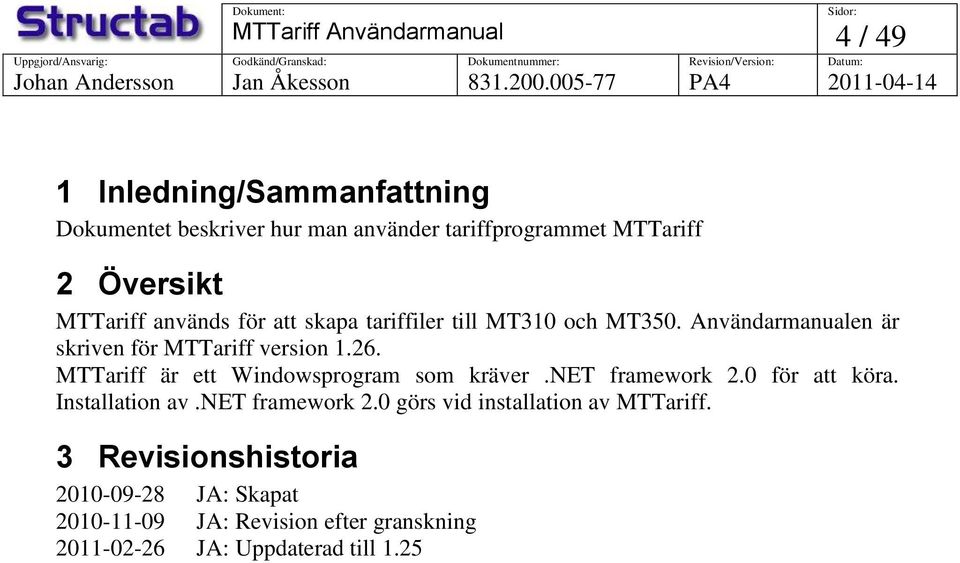 MTTariff är ett Windowsprogram som kräver.net framework 2.0 för att köra. Installation av.net framework 2.0 görs vid installation av MTTariff.