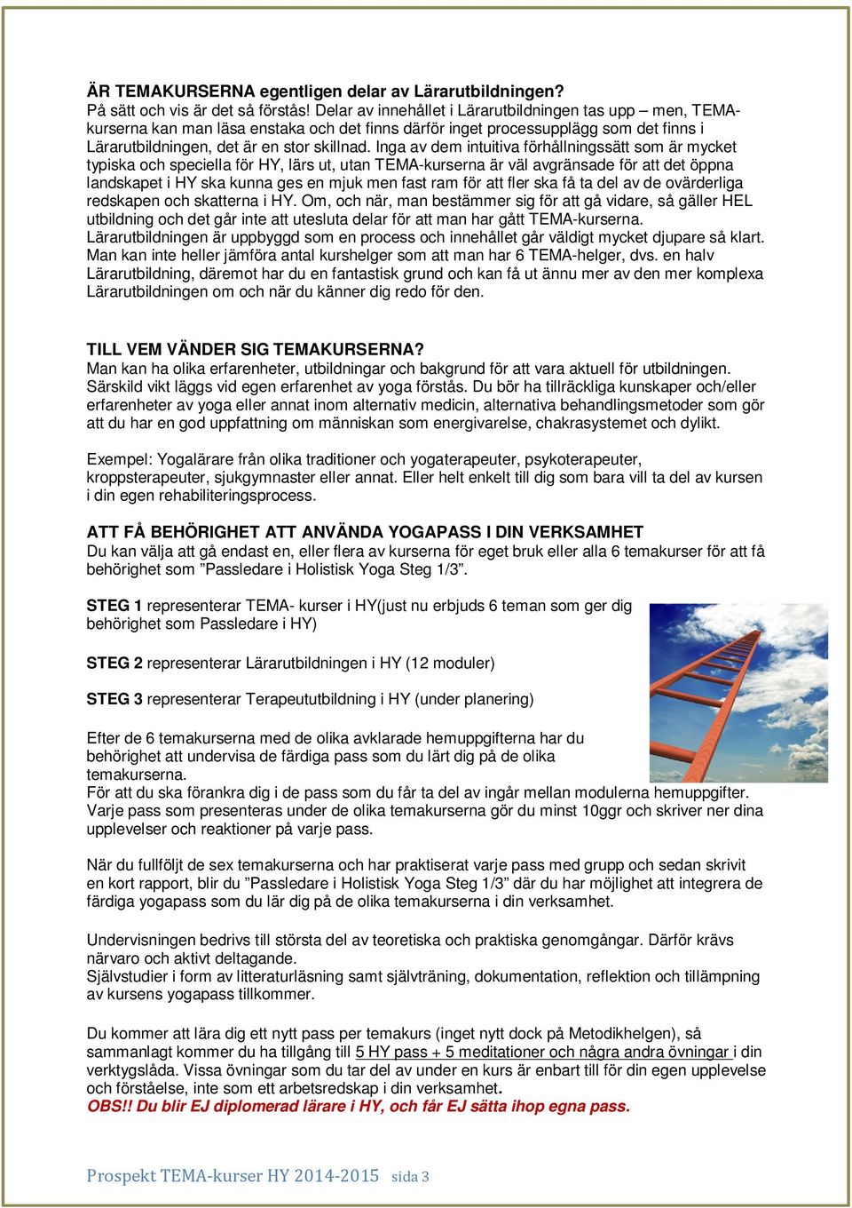 Inga av dem intuitiva förhållningssätt som är mycket typiska och speciella för HY, lärs ut, utan TEMA-kurserna är väl avgränsade för att det öppna landskapet i HY ska kunna ges en mjuk men fast ram