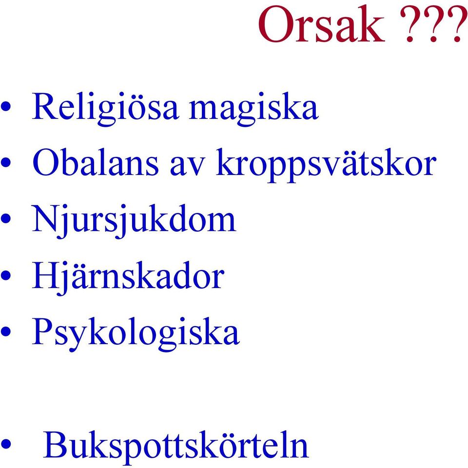 Obalans av kroppsvätskor