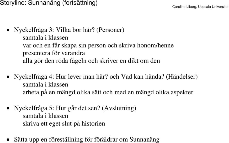 skriver en dikt om den Nyckelfråga 4: Hur lever man här? och Vad kan hända?