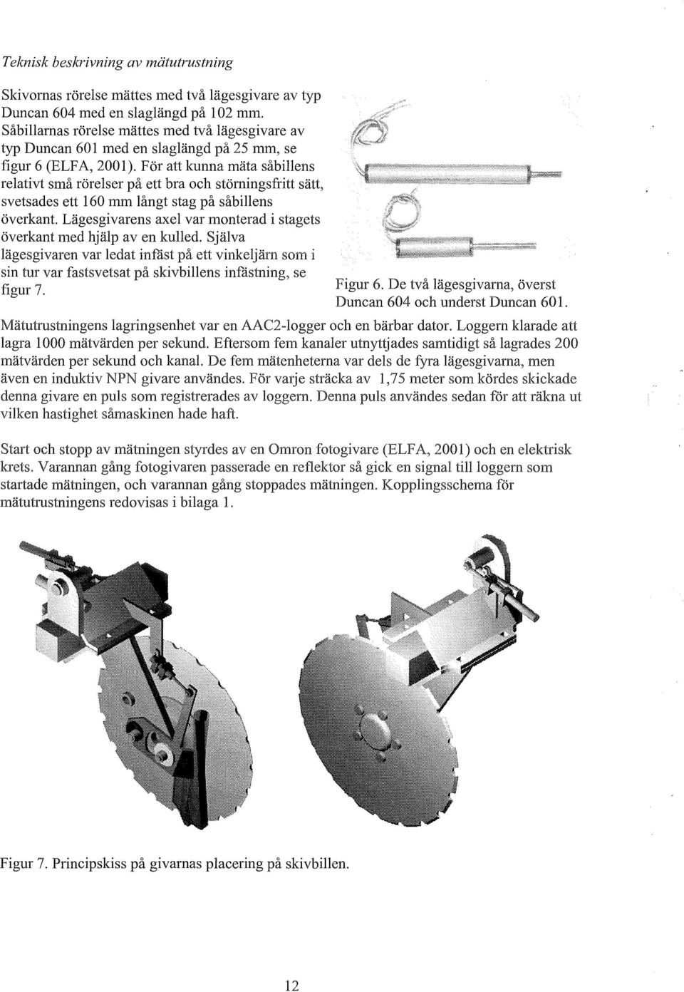 För att kunna mäta såbillens relativt små rörelser på ett bra och störningsfritt sätt, svetsades ett 160 mm långt stag på såbillens överkant.