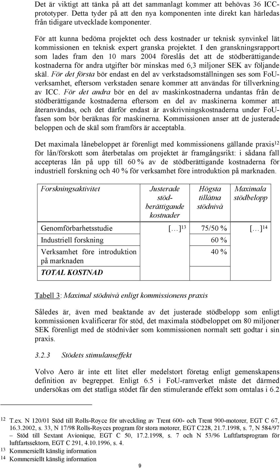 I den granskningsrapport som lades fram den 10 mars 2004 föreslås det att de stödberättigande kostnaderna för andra utgifter bör minskas med 6,3 miljoner SEK av följande skäl.