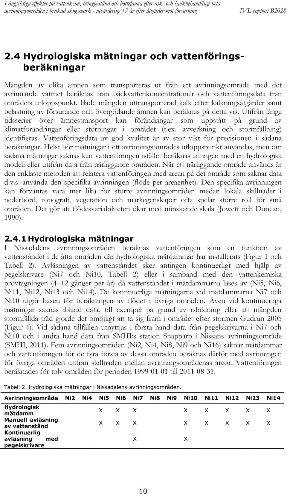 vattenföringsdata från områdets utloppspunkt. Både mängden uttransporterad kalk efter kalkningsåtgärder samt belastning av försurande och övergödande ämnen kan beräknas på detta vis.