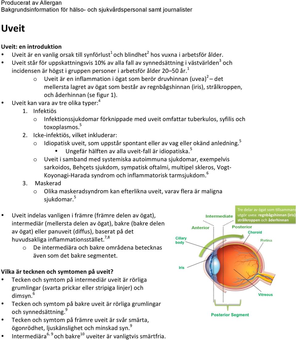 1 Uveit är en inflammatin i ögat sm berör druvhinnan (uvea) 2 det mellersta lagret av ögat sm består av regnbågshinnan (iris), strålkrppen, ch åderhinnan (se figur 1).