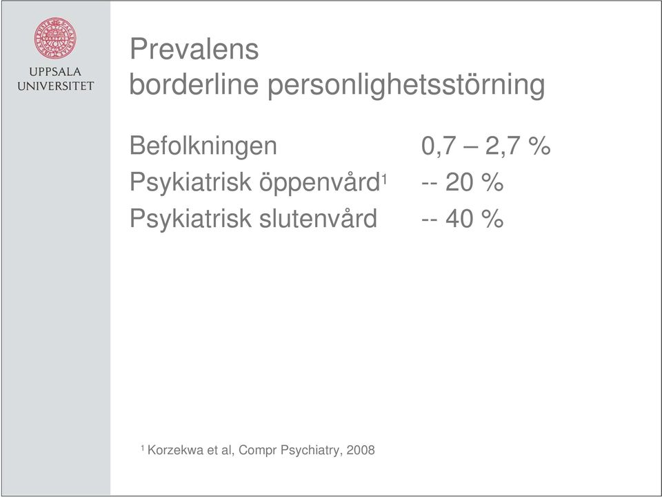 Psykiatrisk slutenvård -- 40 % 1