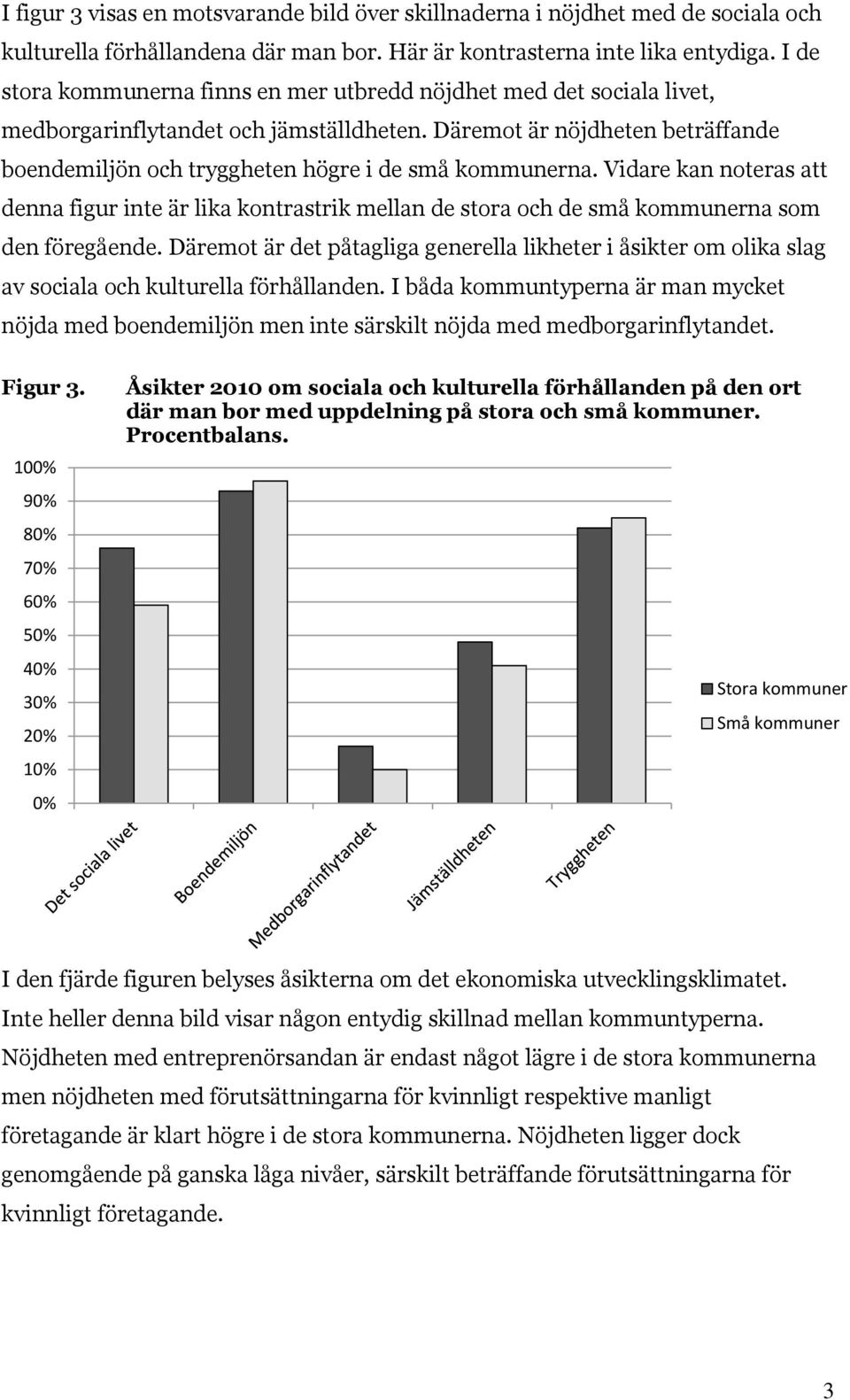 Däremot är nöjdheten beträffande boendemiljön och tryggheten högre i de små kommunerna.