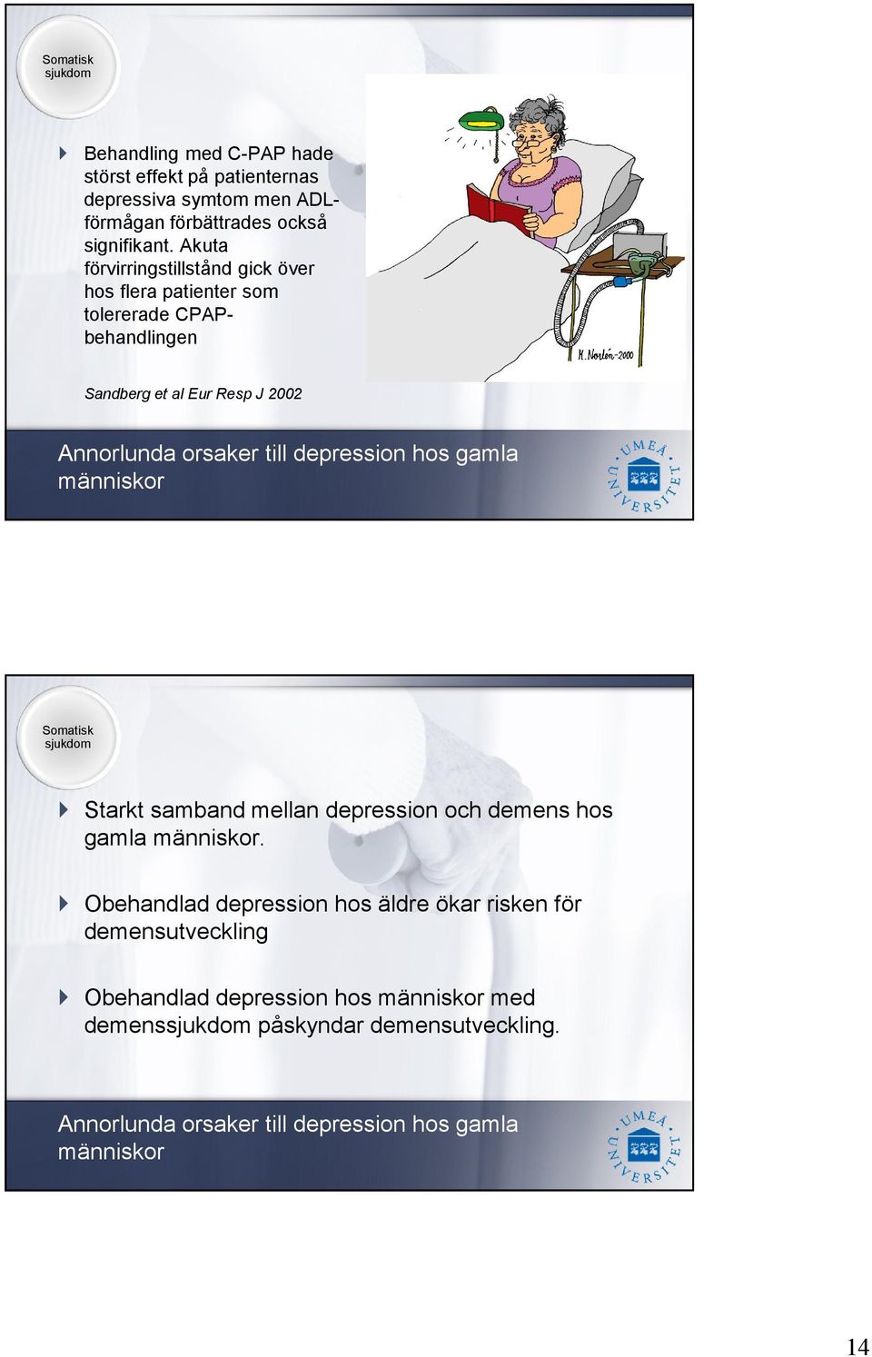 depression hos gamla människor Somatisk sjukdom Starkt samband mellan depression och demens hos gamla människor.