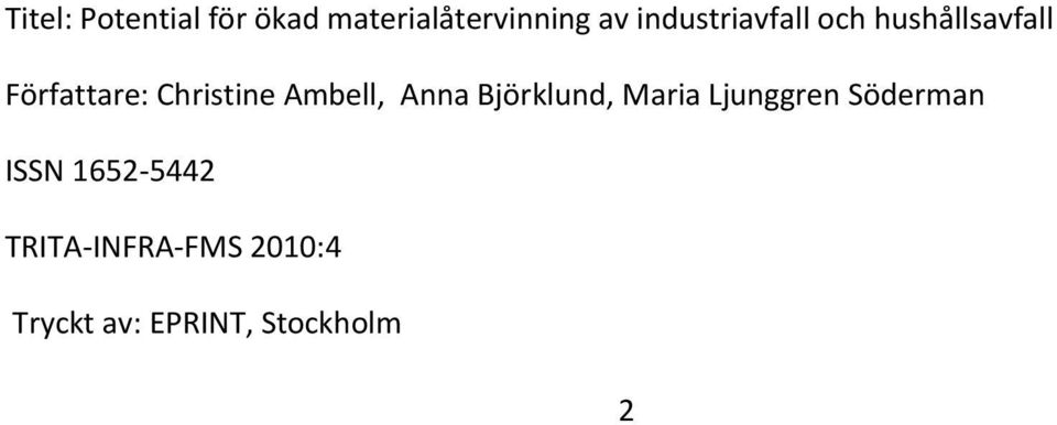 Ambell, Anna Björklund, Maria Ljunggren Söderman ISSN