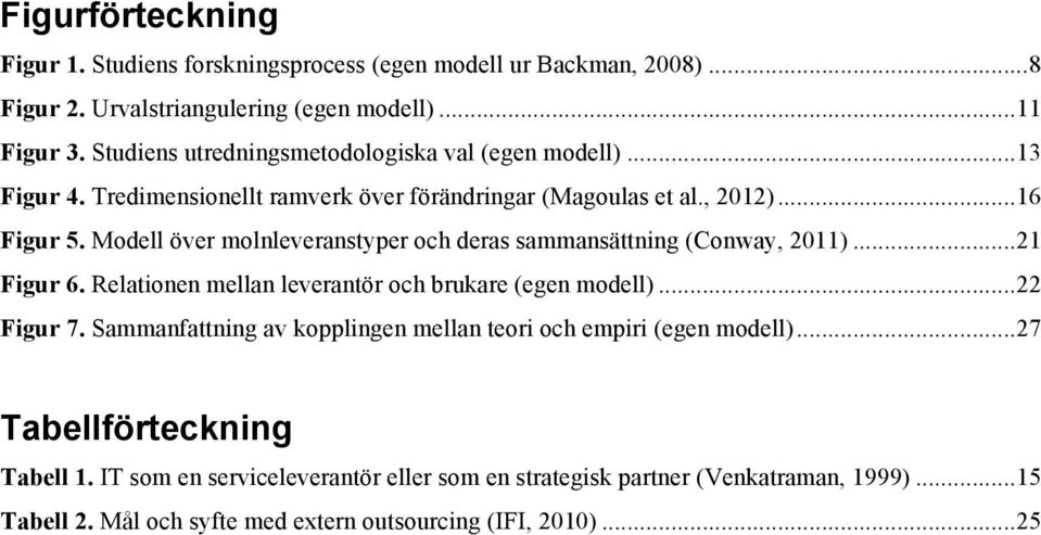 Modell över molnleveranstyper och deras sammansättning (Conway, 2011)... 21 Figur 6. Relationen mellan leverantör och brukare (egen modell)... 22 Figur 7.