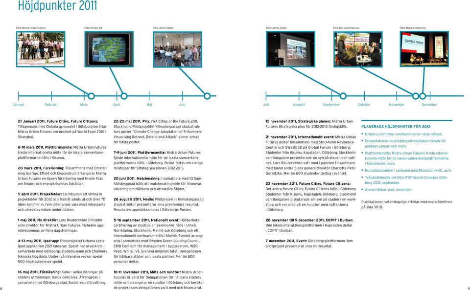 Tillsammans med Globala gymnasiet i Göteborg berättar Stockholm. Pilotprojektet Klimatanpassad stadsstruk- Futures Strategiska plan för 2012-2015 färdigställs.