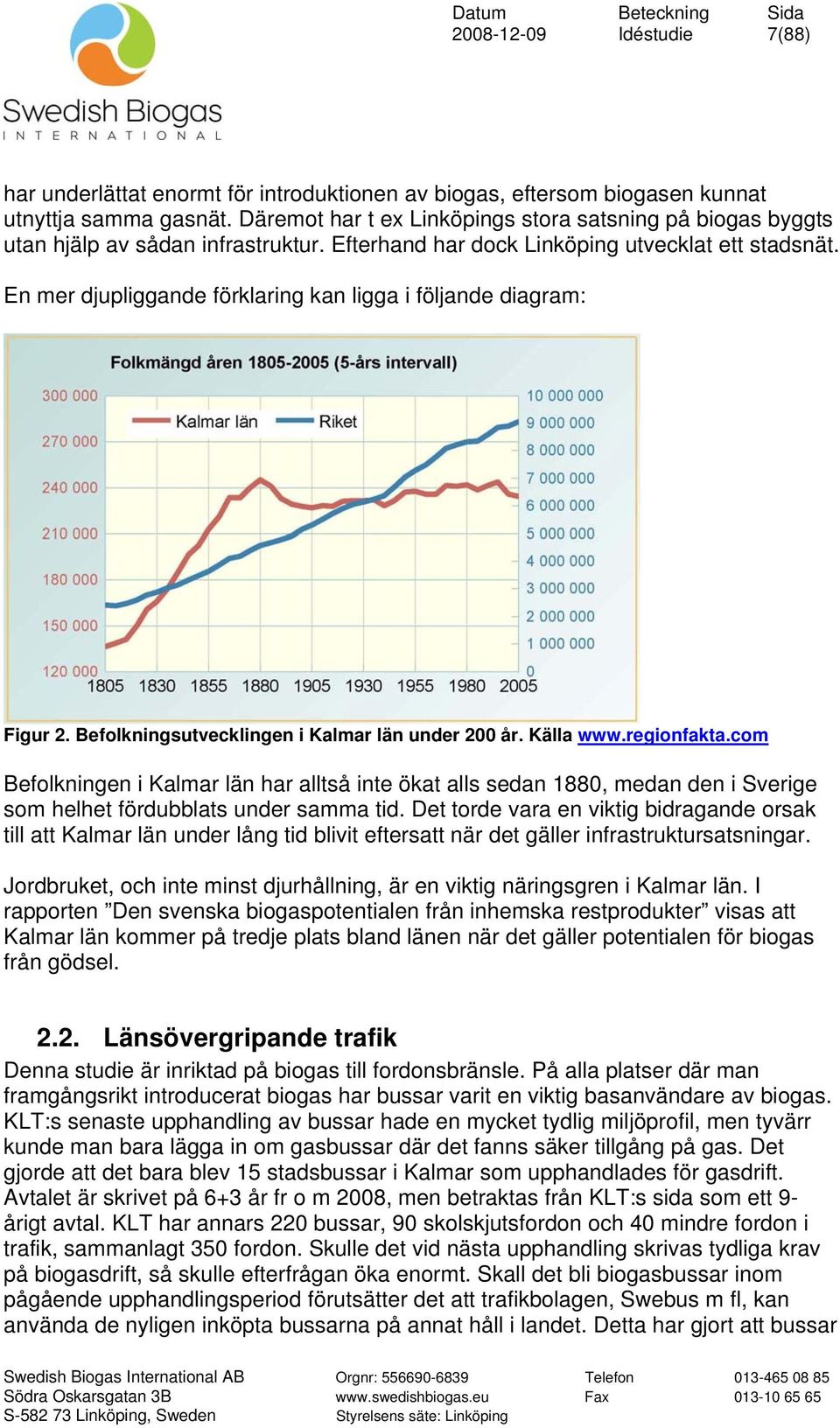 En mer djupliggande förklaring kan ligga i följande diagram: Figur 2. Befolkningsutvecklingen i Kalmar län under 200 år. Källa www.regionfakta.
