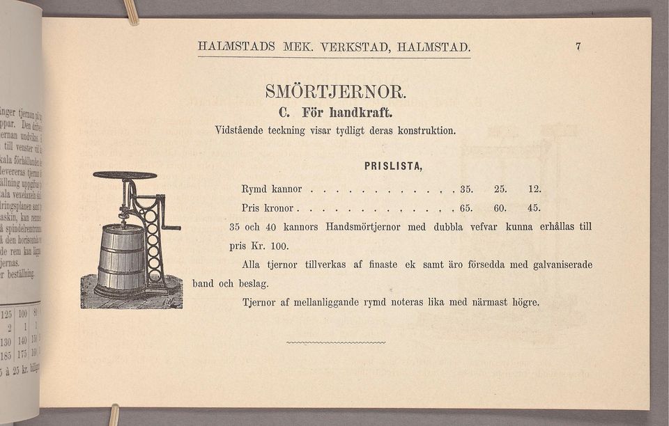 Alla band kannors 40 7 HALMSTAD SMORTJ lngertjernanpll; l tll MEK s, _ 65 Handsmörtjernor 35 dubbla l 25 12 45 60 vefvar kunna