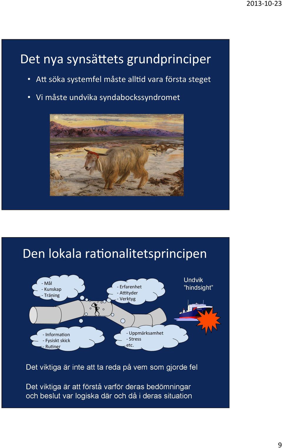 Undvik hindsight - Informa-on - Fysiskt skick - Ru-ner - Uppmärksamhet - Stress etc.