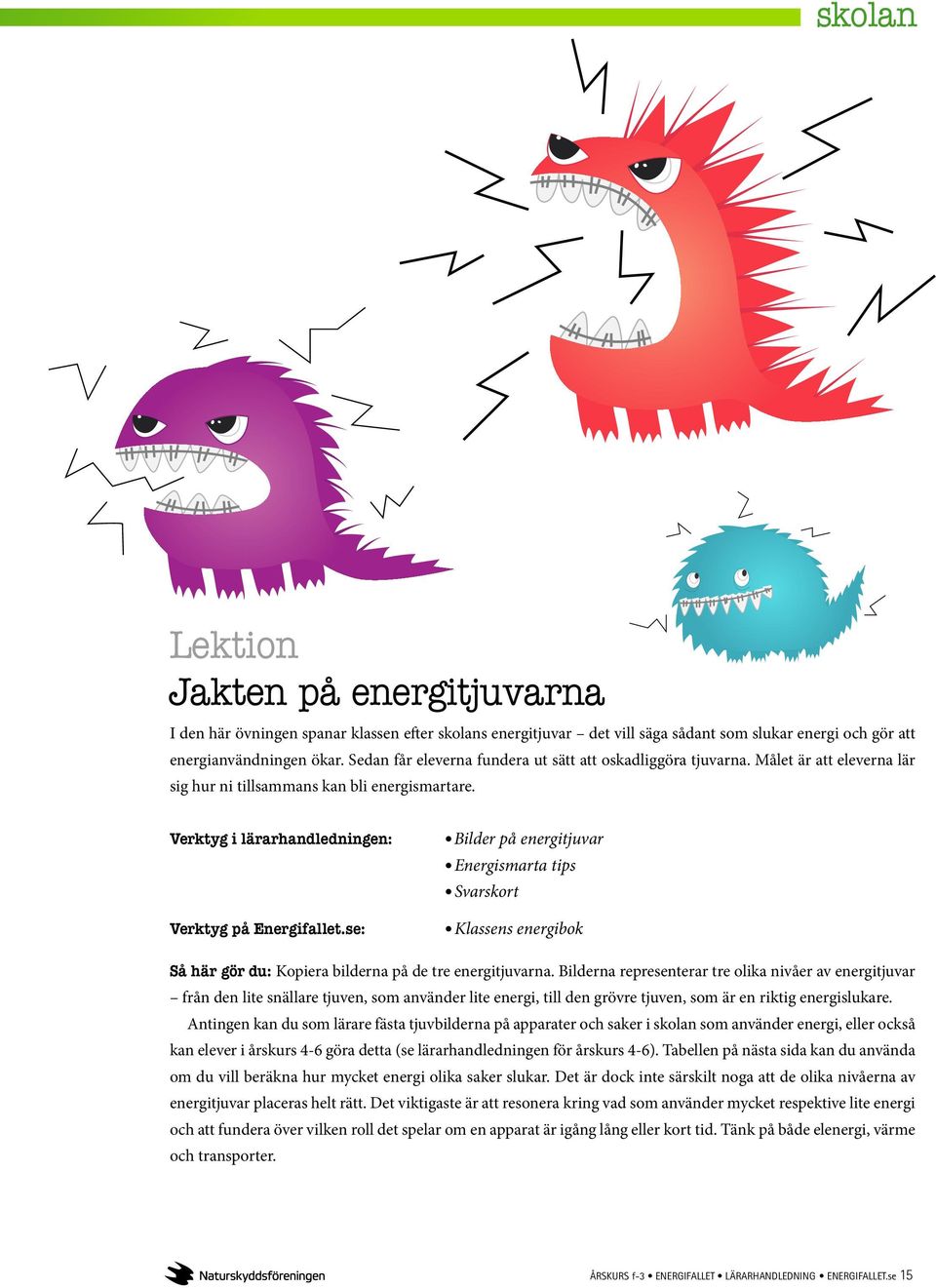 se: Bilder på energitjuvar Energismarta tips Svarskort Klassens energibok Så här gör du: Kopiera bilderna på de tre energitjuvarna.