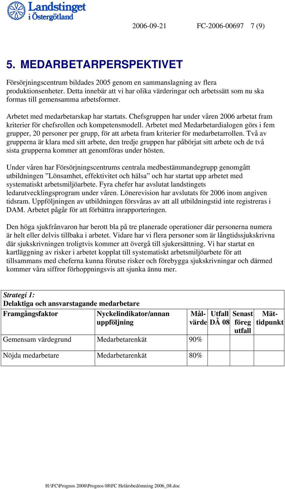 Chefsgruppen har under våren 2006 arbetat fram kriterier för chefsrollen och kompetensmodell.