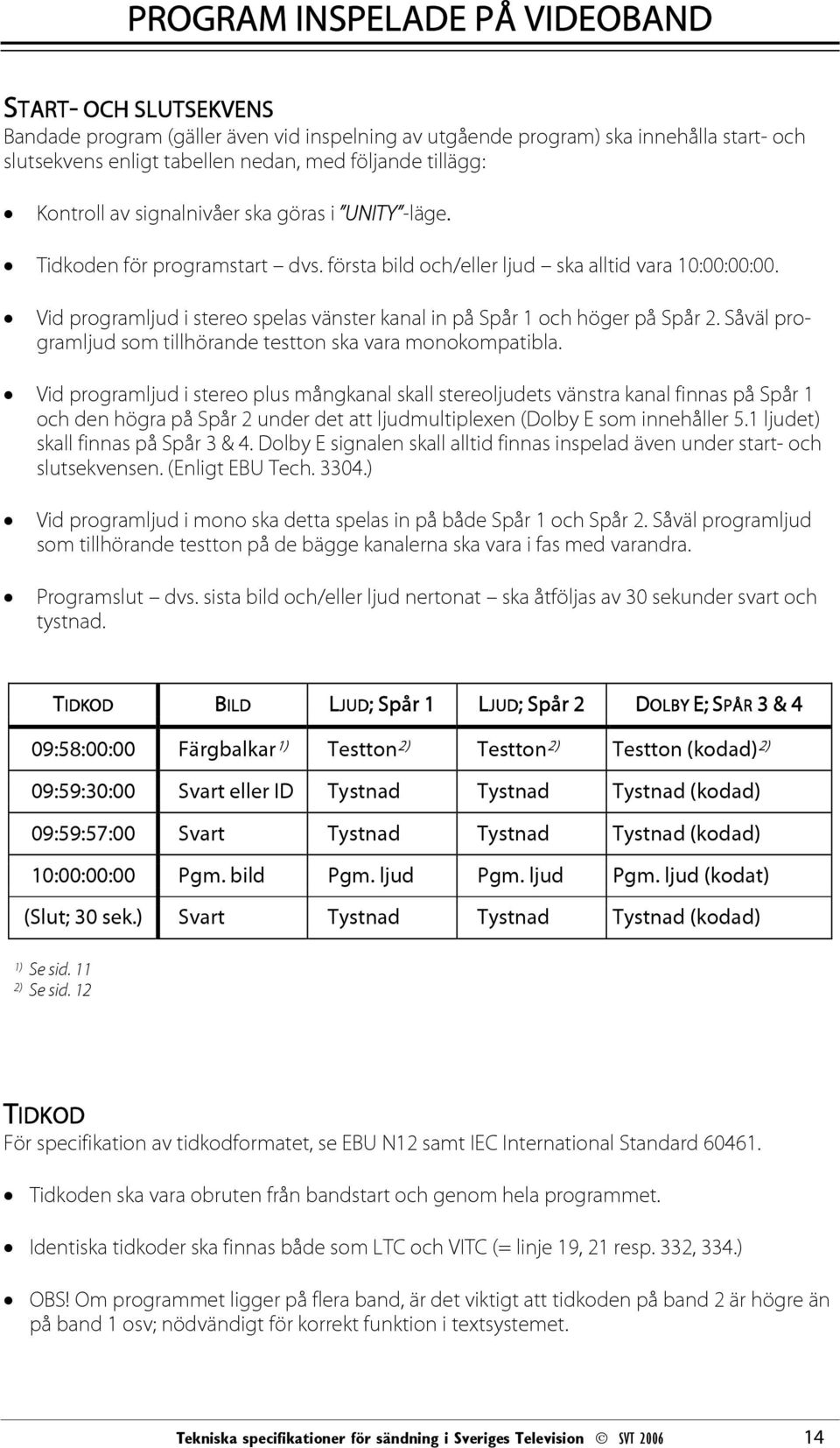 Vid programljud i stereo spelas vänster kanal in på Spår 1 och höger på Spår 2. Såväl programljud som tillhörande testton ska vara monokompatibla.