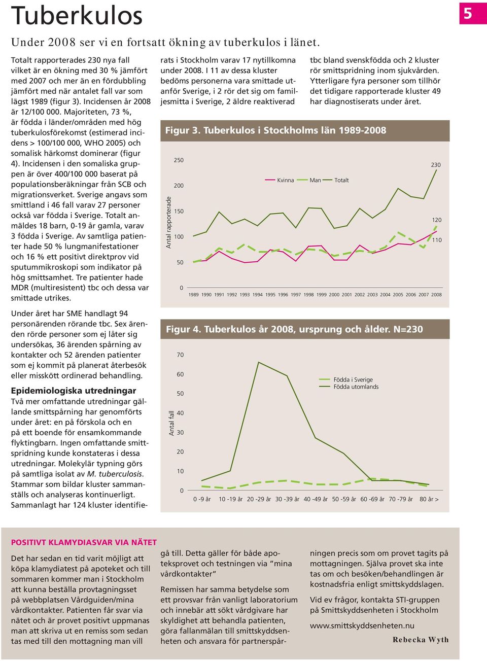 Majoriteten, 73 %, är födda i länder/områden med hög tuberkulosförekomst (estimerad incidens > 1/1, WHO 25) och somalisk härkomst dominerar (figur 4).