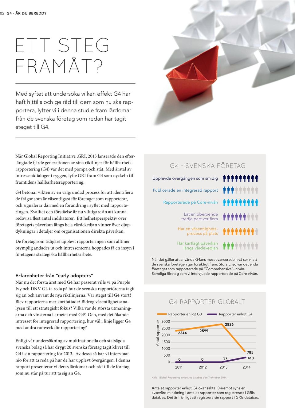 G4. När Global Reporting Initiative,GRI, 2013 lanserade den efterlängtade fjärde generationen av sina riktlinjer för hållbarhetsrapportering (G4) var det med pompa och ståt.