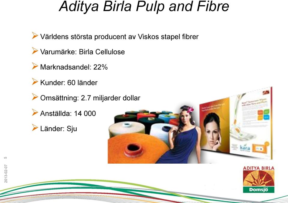 Varumärke: Birla Cellulose! Marknadsandel: 22%!