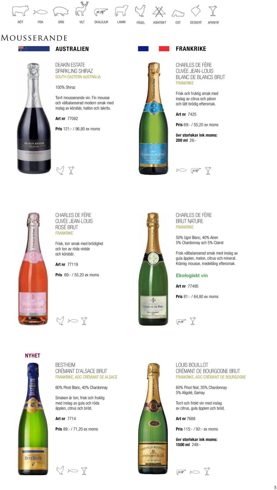 Art nr 77082 Pris 121:- / 96,80 ex moms FRANKRIKE CHARLES DE FÈRE CUVÉE JEAN-LOUIS BLANC DE BLANCS BRUT FRANKRIKE Frisk och fruktig smak med inslag av citrus och päron och lätt brödig eftersmak.