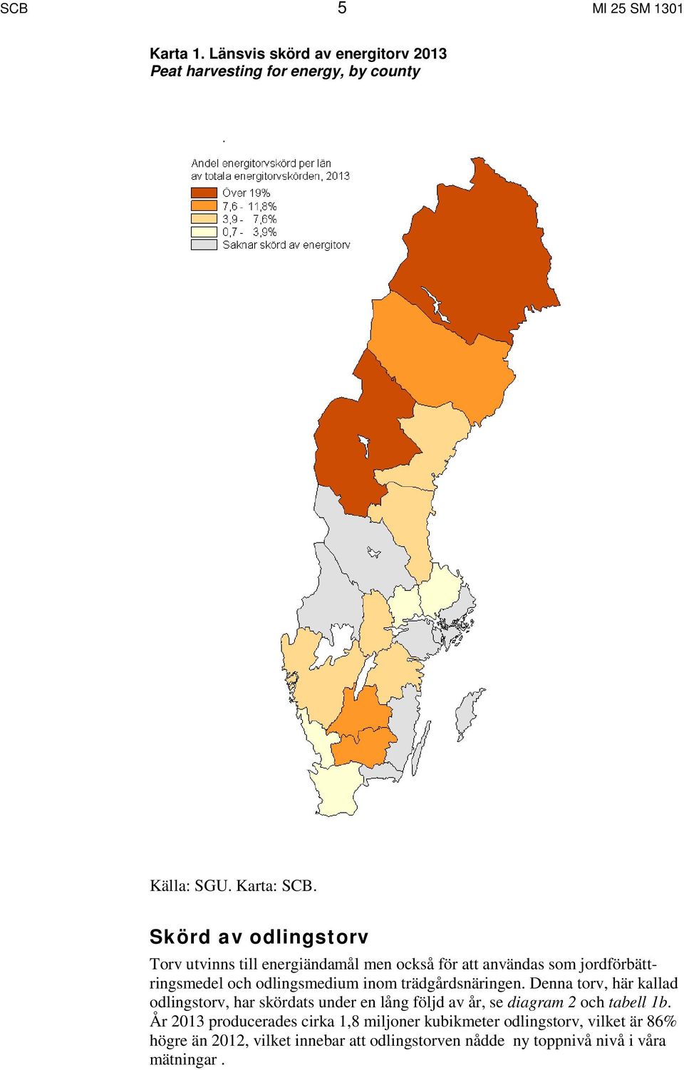 trädgårdsnäringen. Denna torv, här kallad odlingstorv, har skördats under en lång följd av år, se diagram 2 och tabell 1b.