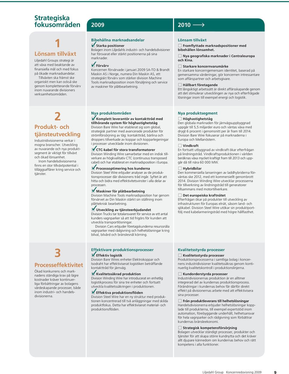 2 Produkt- och tjänsteutveckling Industridivisionerna verkar i mogna branscher. Utveckling av nuvarande och nya produktsegment är viktigt för tillväxt och ökad lönsamhet.