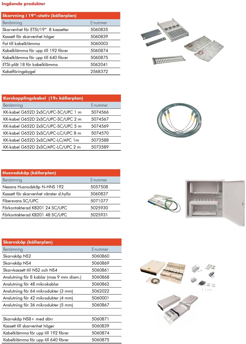 KK-kabel G652D 2xSC/UPC-SC/UPC 2 m 5074567 KK-kabel G652D 2xSC/UPC-SC/UPC 5 m 5074569 KK-kabel G652D 2xSC/UPC-LC/UPC 8 m 5074570 KK-kabel G652D 2xSC/APC-LC/APC 1m 5073588 KK-kabel G652D