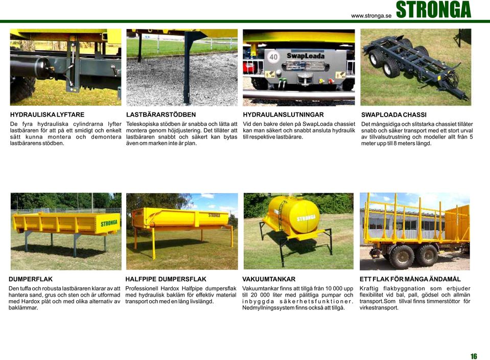 HYDRAULANSLUTNINGAR Vid den bakre delen på SwapLoada chassiet kan man säkert och snabbt ansluta hydraulik till respektive lastbärare.