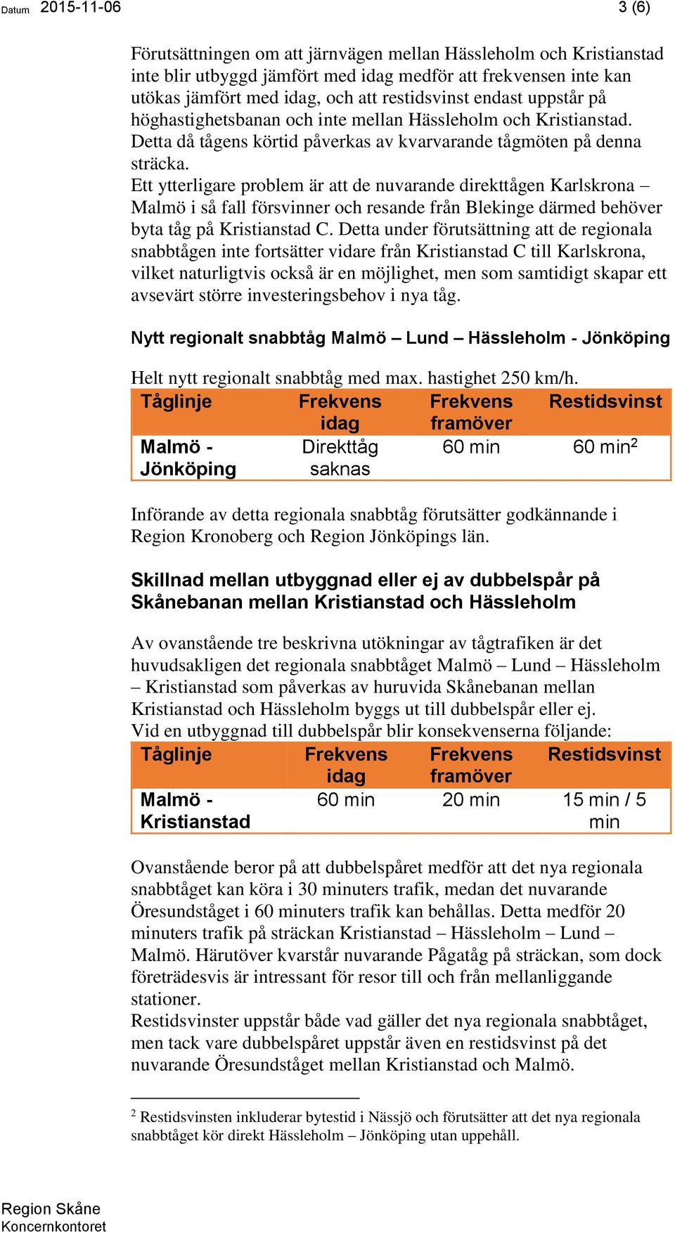 Ett ytterligare problem är att de nuvarande direkttågen Karlskrona Malmö i så fall försvinner och resande från Blekinge därmed behöver byta tåg på Kristianstad C.