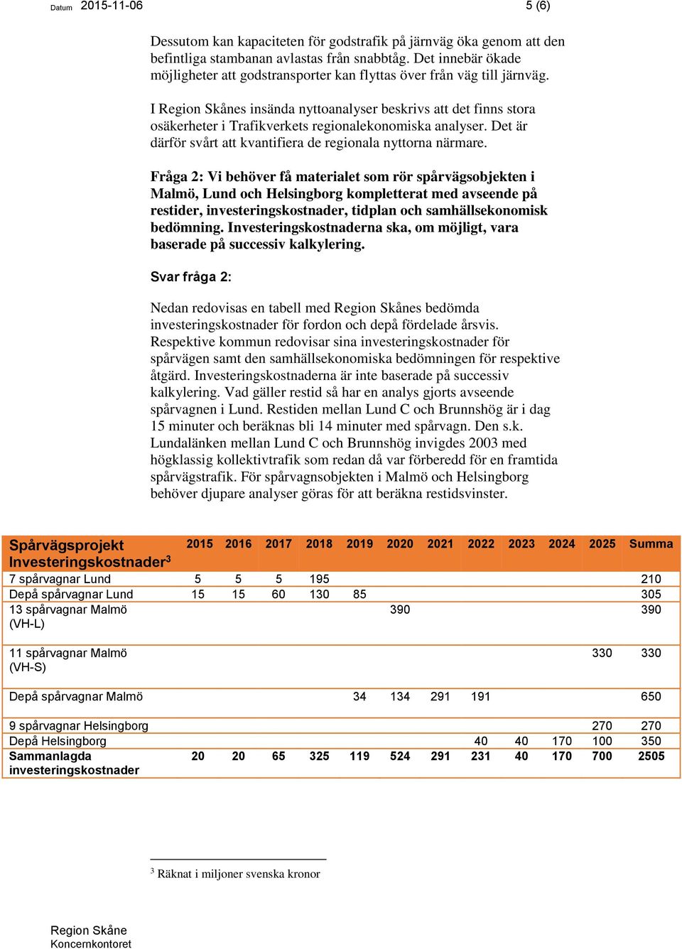 I s insända nyttoanalyser beskrivs att det finns stora osäkerheter i Trafikverkets regionalekonomiska analyser. Det är därför svårt att kvantifiera de regionala nyttorna närmare.